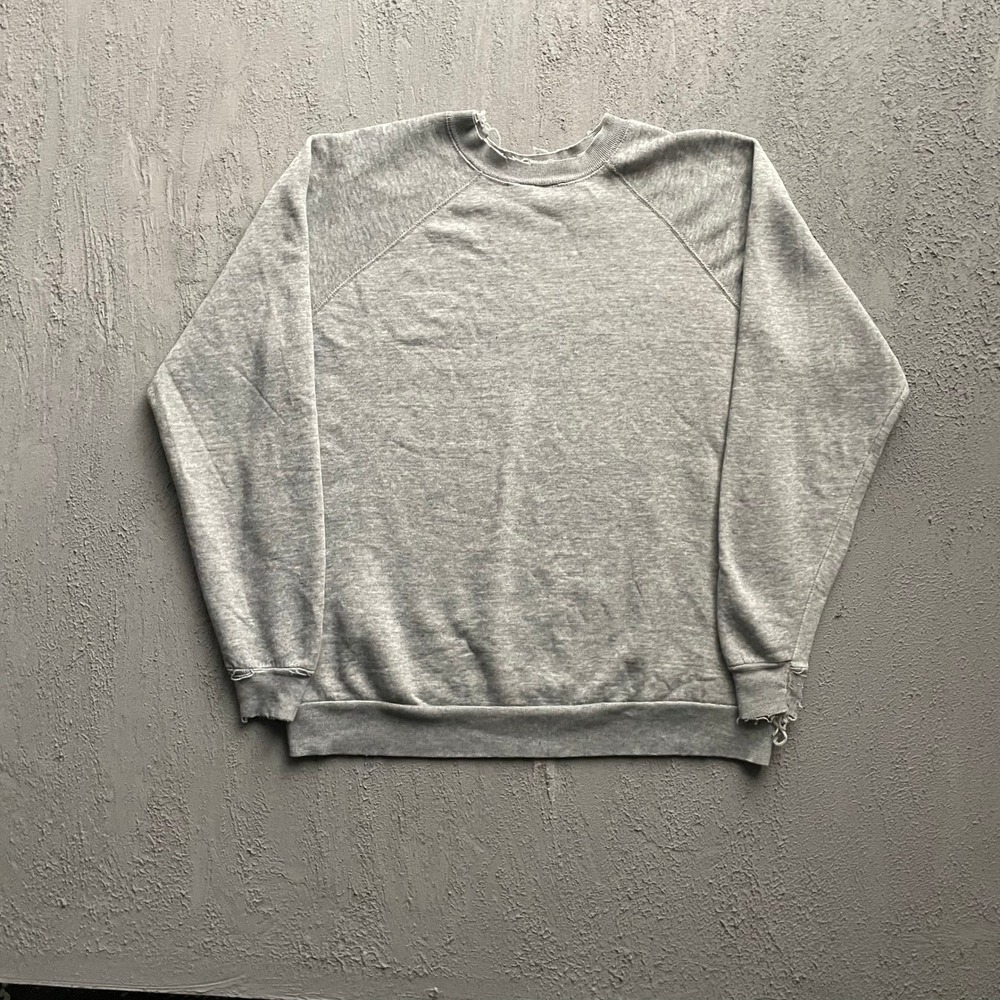 Vintage Distressed Raglan Sweatshirt Mens Large Grey 90s